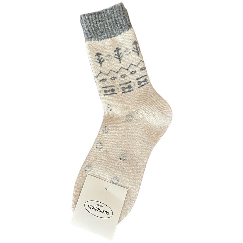 Cute Cartoon Little Tree And Animal Socks For Women