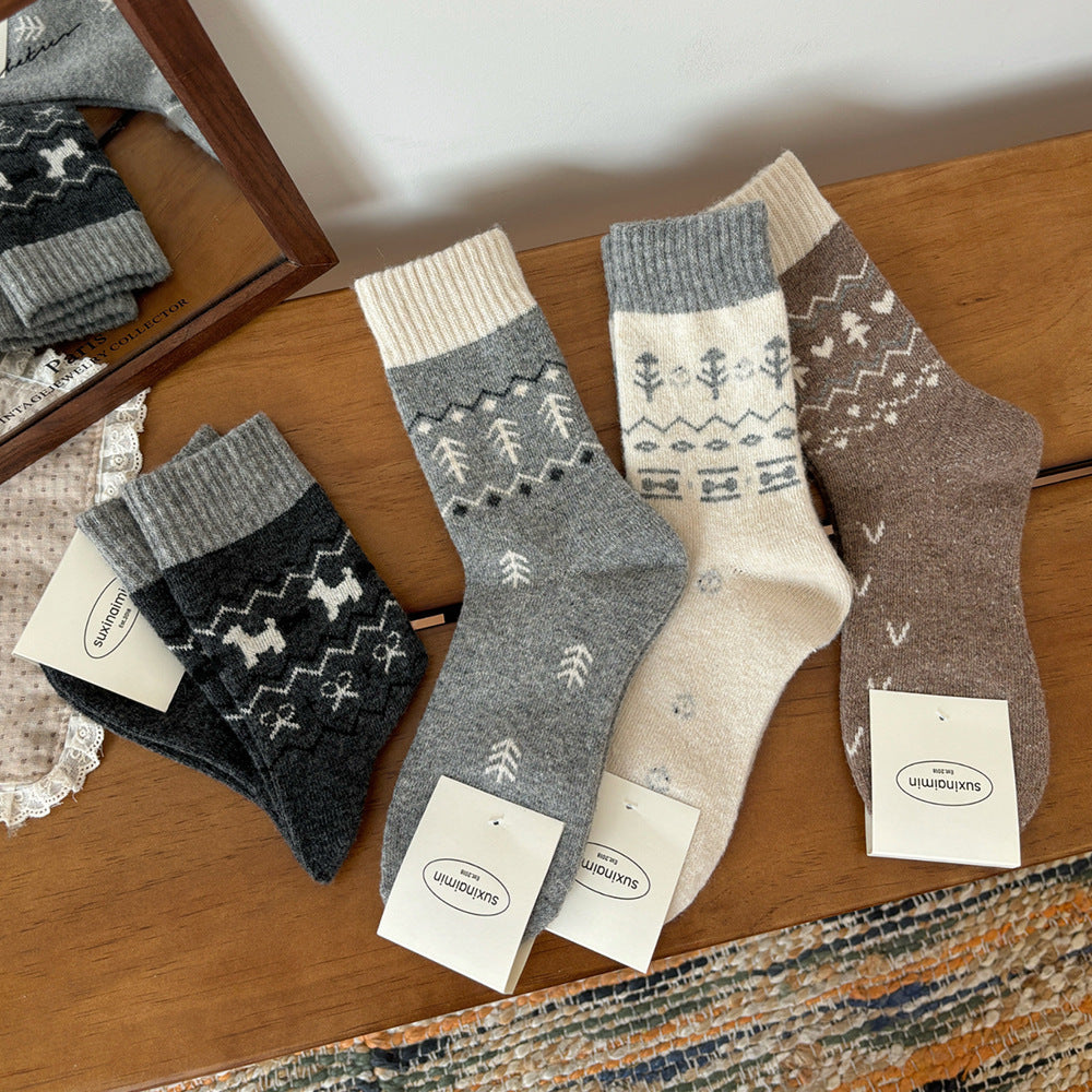 Cute Cartoon Little Tree And Animal Socks For Women