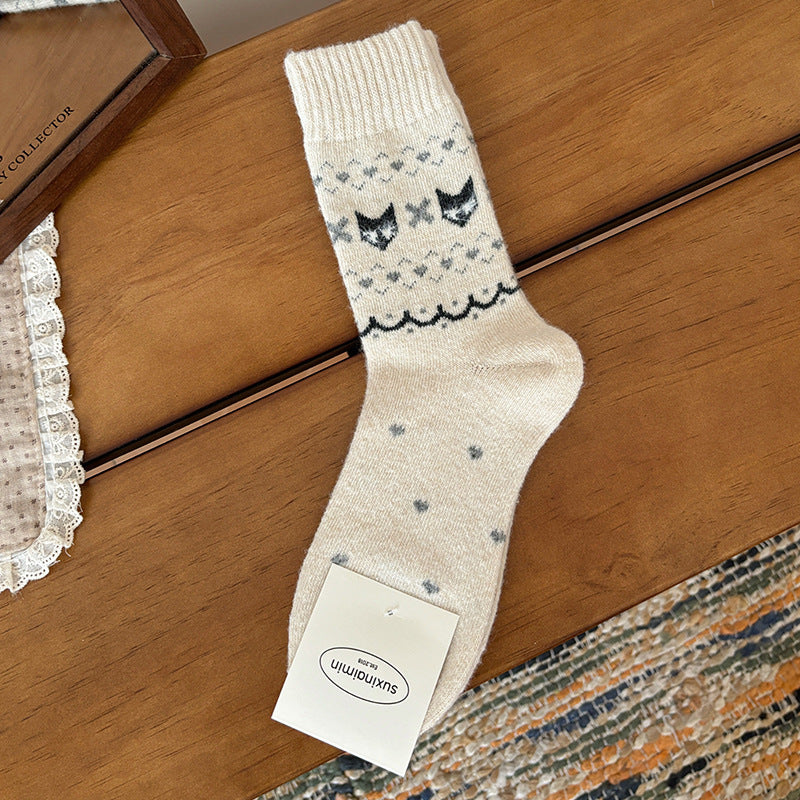 Cute Cartoon Little Tree And Animal Socks For Women